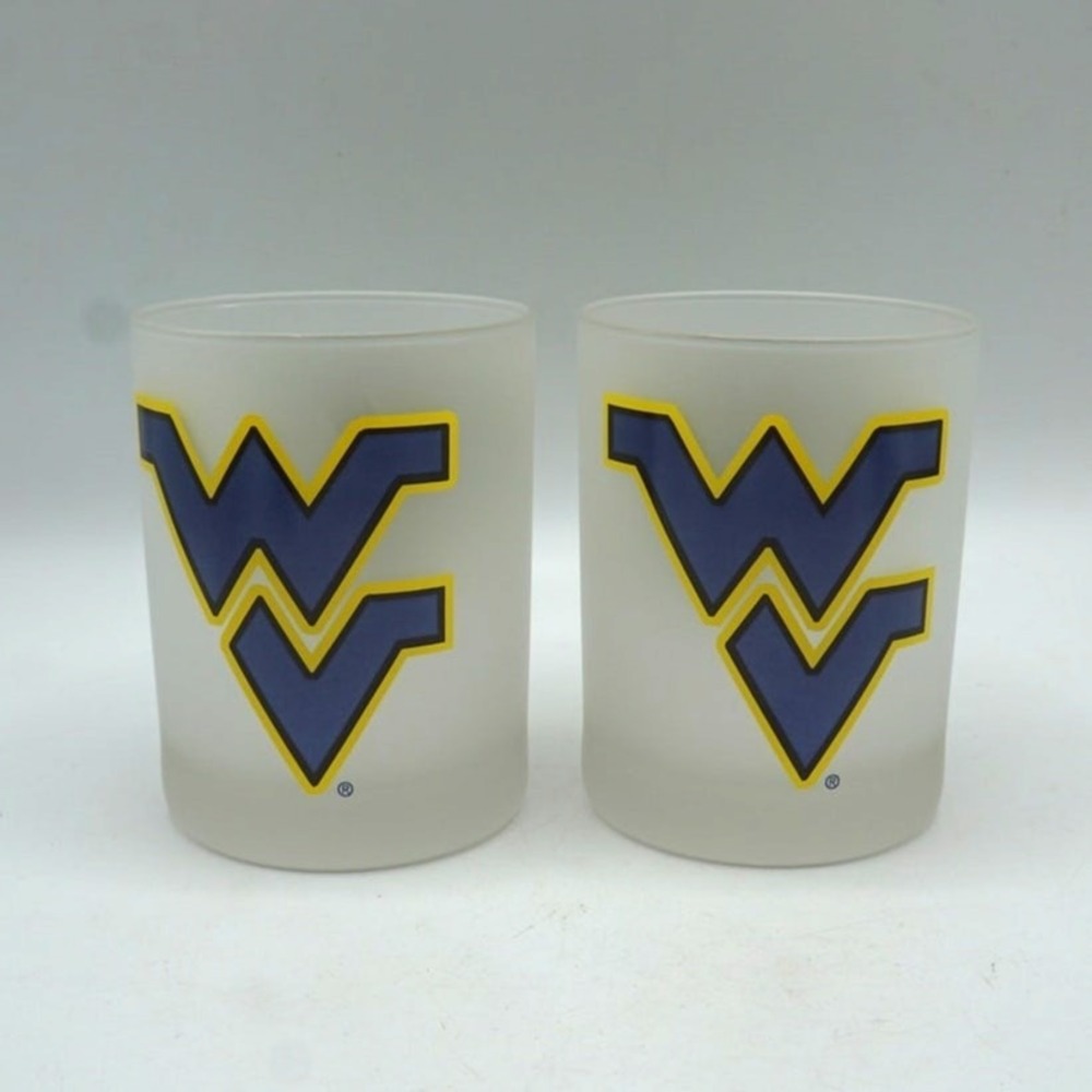 West Virginia University Mountaineers Lowball Glass Tumbler Rocks Glass Set of 2